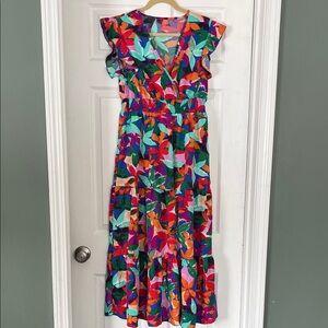 SHEIN Multicolor Leaf Print Maxi Dress